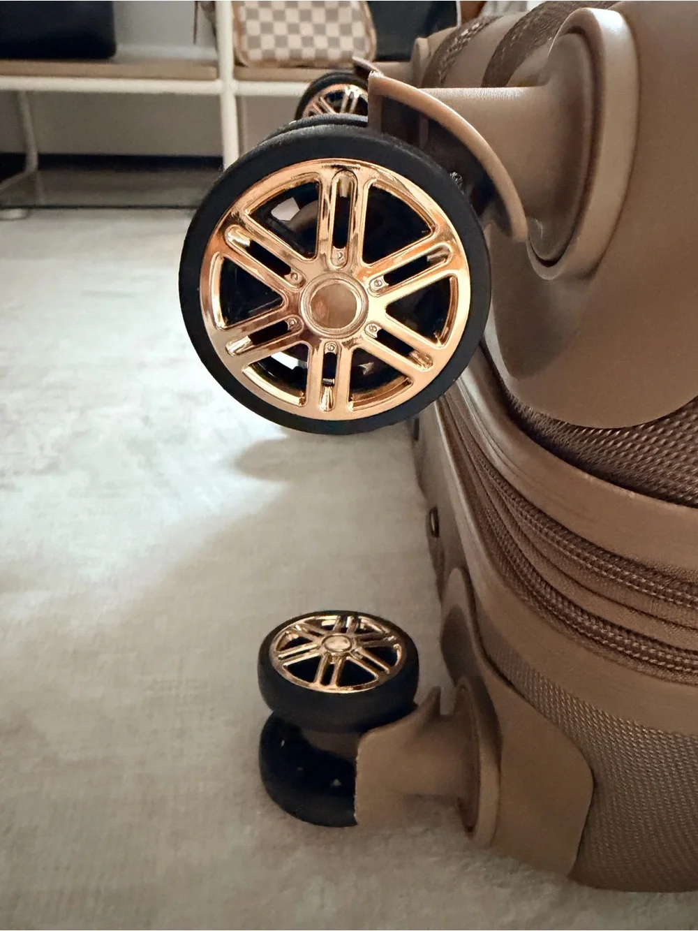 Textured Hard-Shell Carry-On Luggage in Taupe